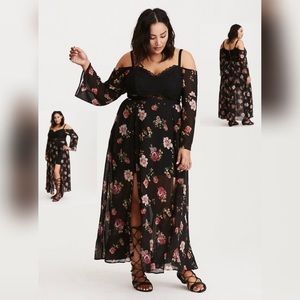 TORRID INSIDER FLORAL LACE BUSTIER MAXI DRESS
